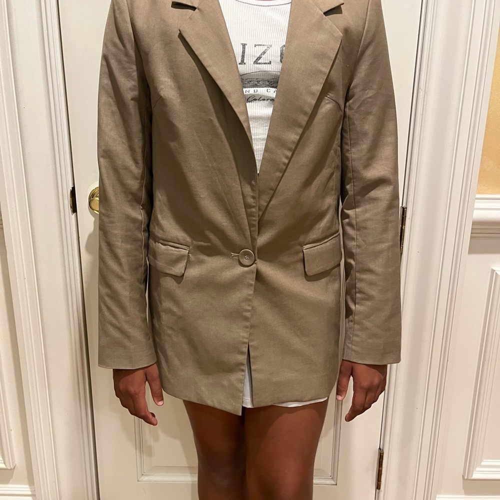 Lioness Tan Oversized Blazer Suit Jacket